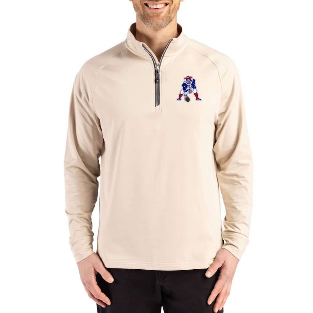 Cutter & Buck Throwback Logo Adapt Eco Knit Stretch Recycled Quarter-Zip Pullover - New England Patriots
