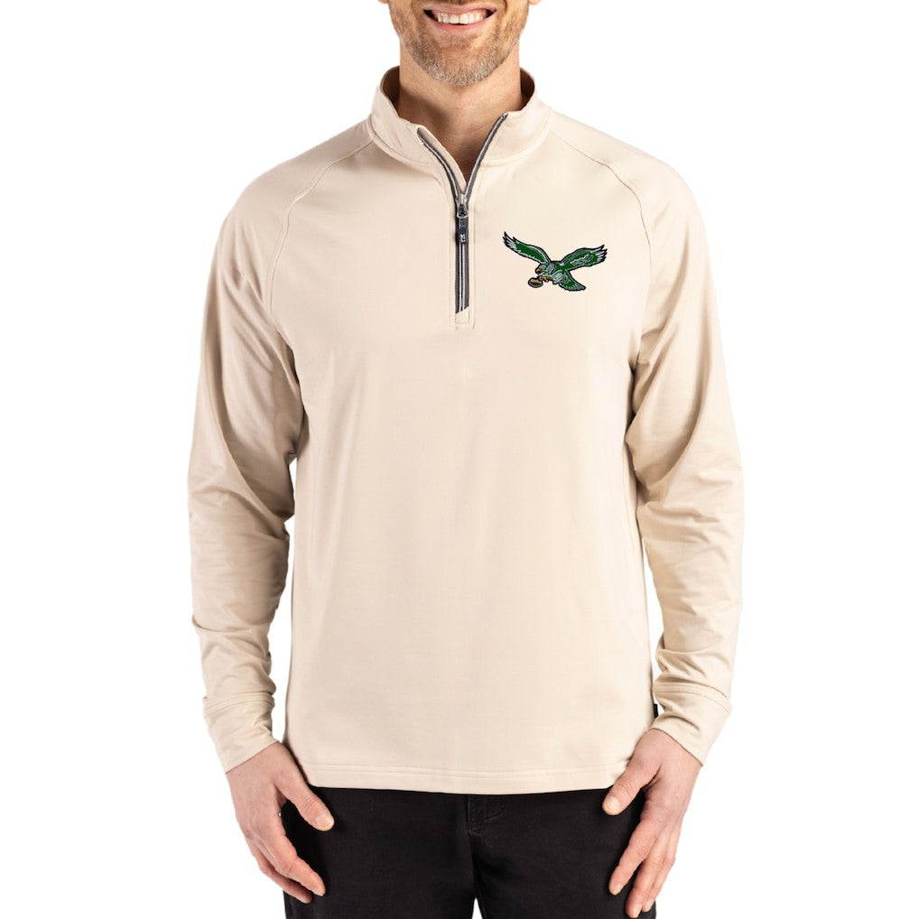 Cutter & Buck Throwback Logo Adapt Eco Knit Stretch Recycled Quarter-Zip Pullover - Philadelphia Eagles