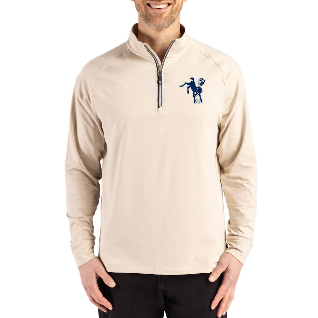 Cutter & Buck Throwback Logo Adapt Eco Knit Stretch Recycled Quarter-Zip Pullover - Indianapolis Colts