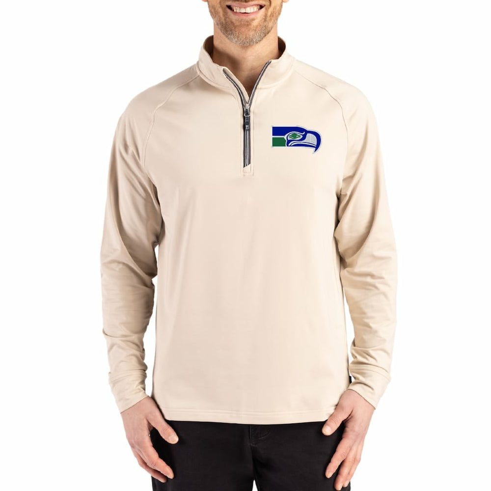 Cutter & Buck Adapt Eco Knit Stretch Recycled Quarter-Zip Pullover - Seattle Seahawks
