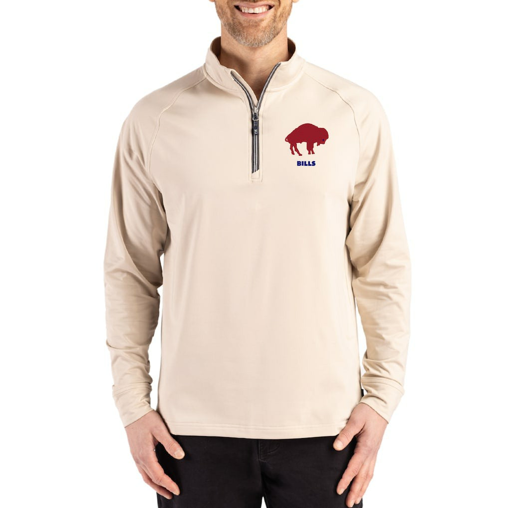 Cutter & Buck Throwback Logo Adapt Eco Knit Stretch Recycled Quarter-Zip Pullover - Buffalo Bills