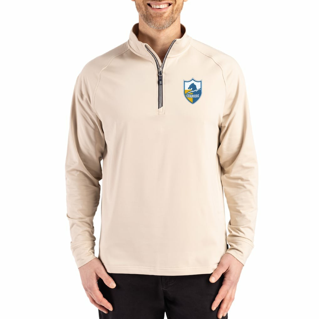 Cutter & Buck Throwback Logo Adapt Eco Knit Stretch Recycled Quarter-Zip Pullover - Los Angeles Chargers