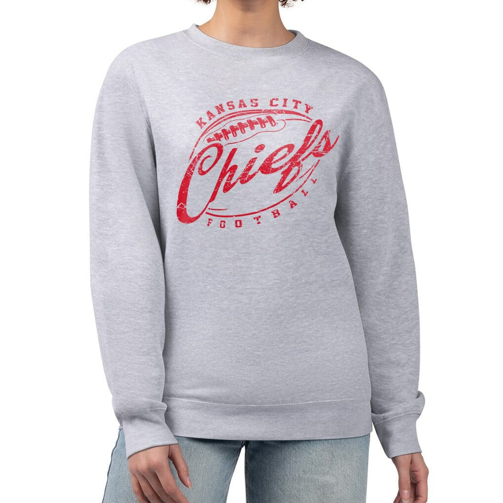 G-III 4Her by Carl Banks Women's Distressed Graphics Fleece Pullover Sweatshirt - Kansas City Chiefs