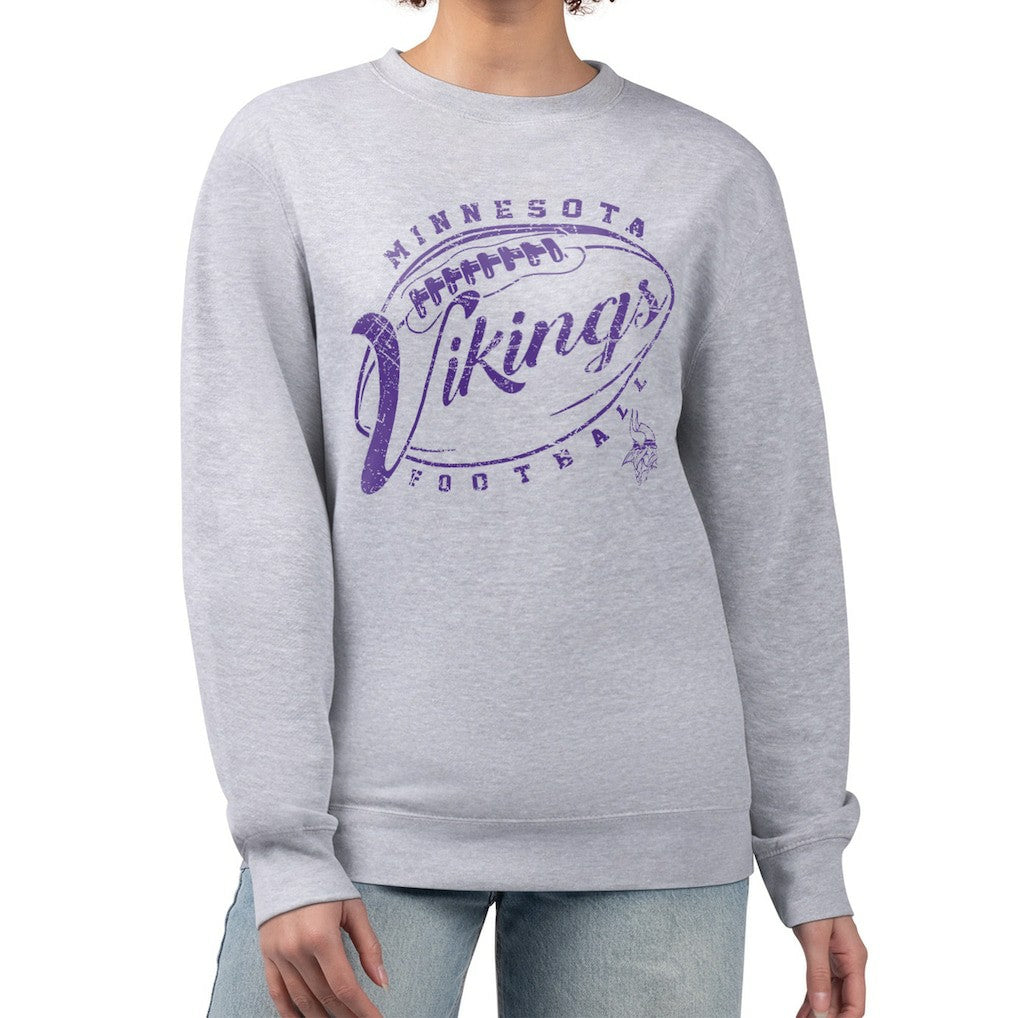 G-III 4Her by Carl Banks Women's Distressed Graphics Fleece Pullover Sweatshirt - Minnesota Vikings
