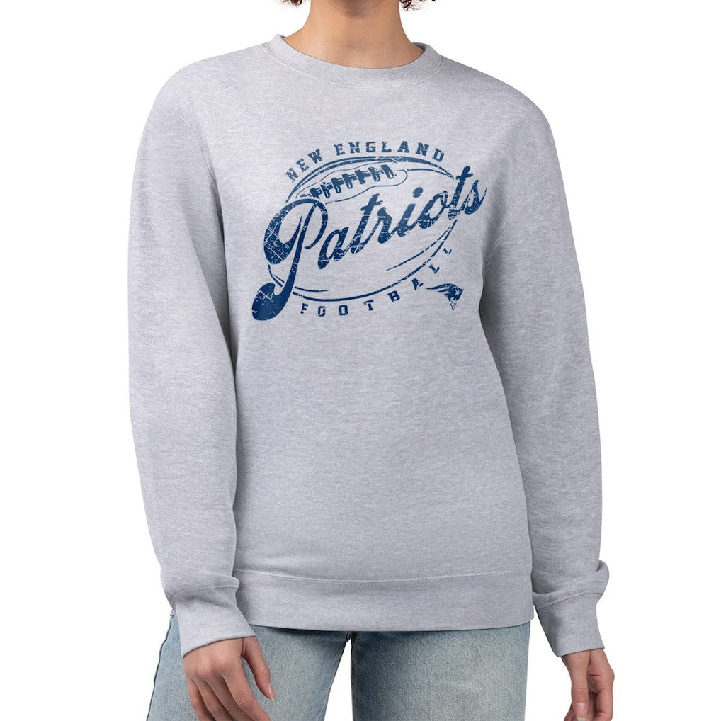 G-III 4Her by Carl Banks Women's Distressed Graphics Fleece Pullover Sweatshirt - New England Patriots