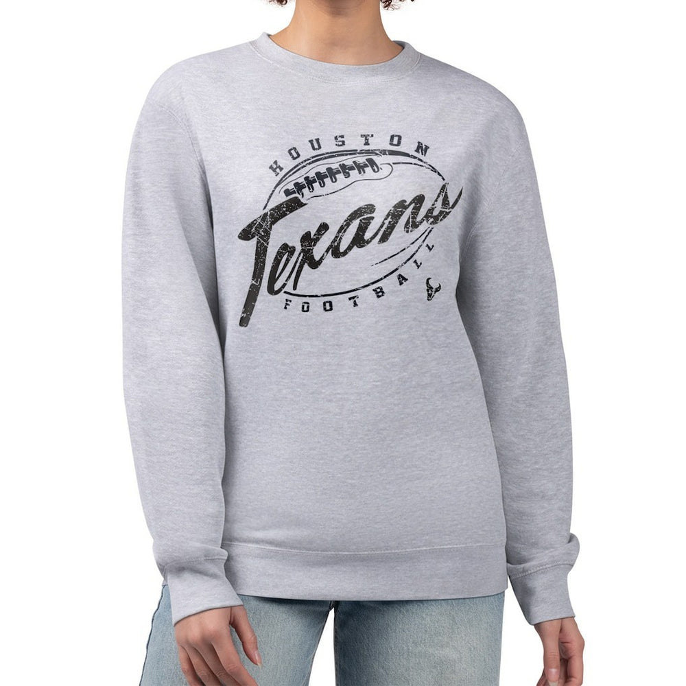 G-III 4Her by Carl Banks Women's Distressed Graphics Fleece Pullover Sweatshirt - Houston Texans