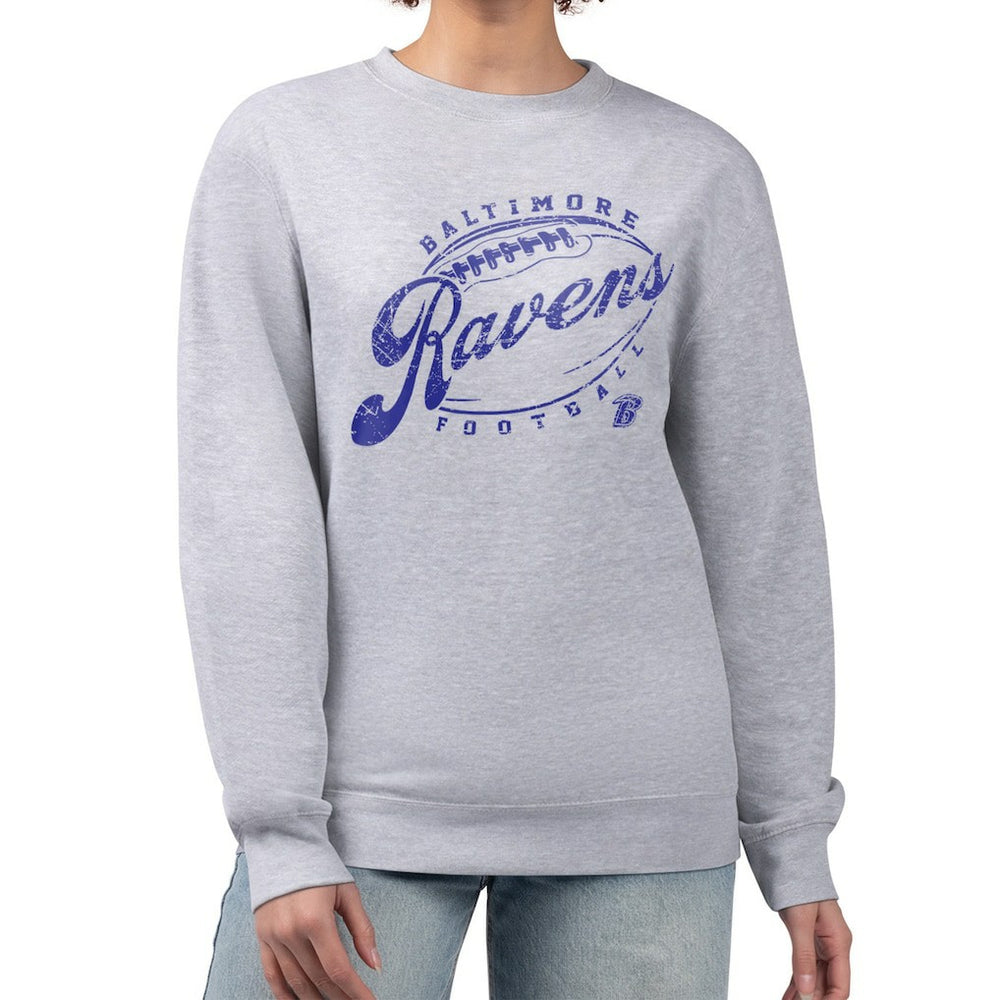 G-III 4Her by Carl Banks Women's Distressed Graphics Fleece Pullover Sweatshirt - Baltimore Ravens