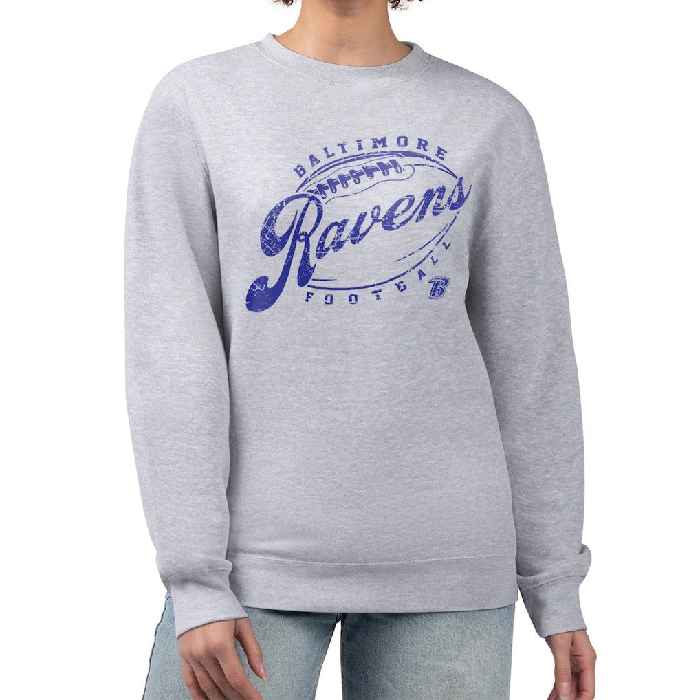 G-III 4Her by Carl Banks Women's Distressed Graphics Fleece Pullover Sweatshirt - Baltimore Ravens
