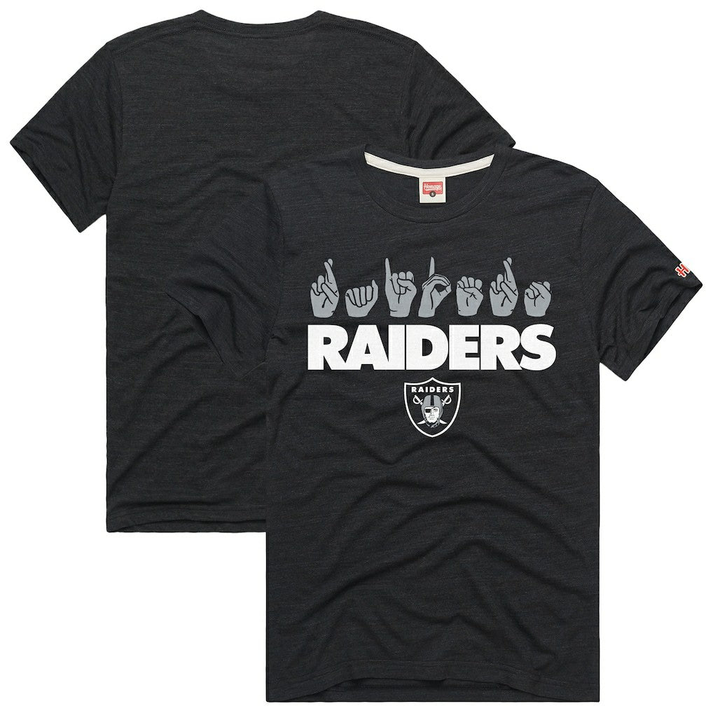 Homage Unisex NFL ASL Collection by Love Sign Tri-Blend T-Shirt - Las Vegas Raiders