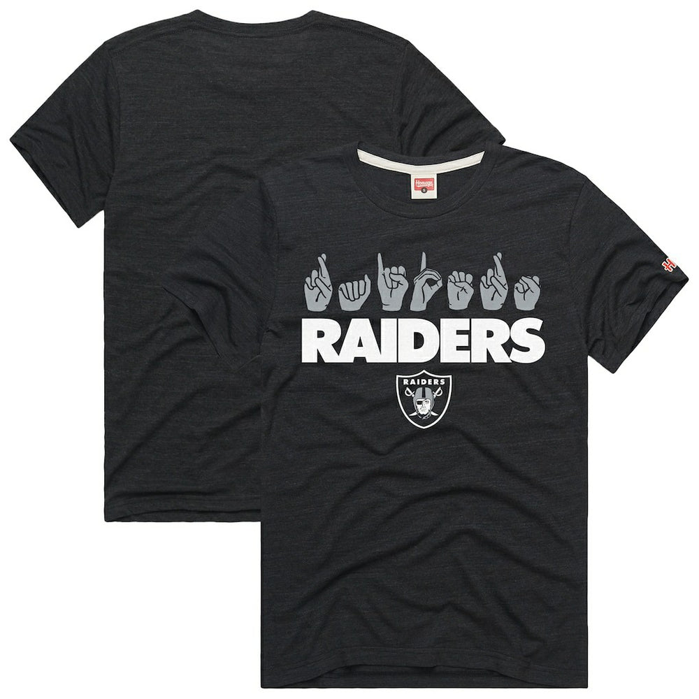 Homage Unisex NFL ASL Collection by Love Sign Tri-Blend T-Shirt - Las Vegas Raiders