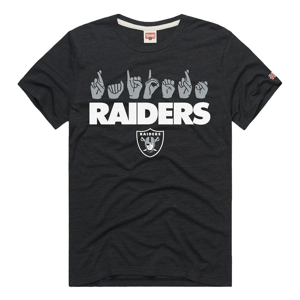 Homage Unisex NFL ASL Collection by Love Sign Tri-Blend T-Shirt - Las Vegas Raiders