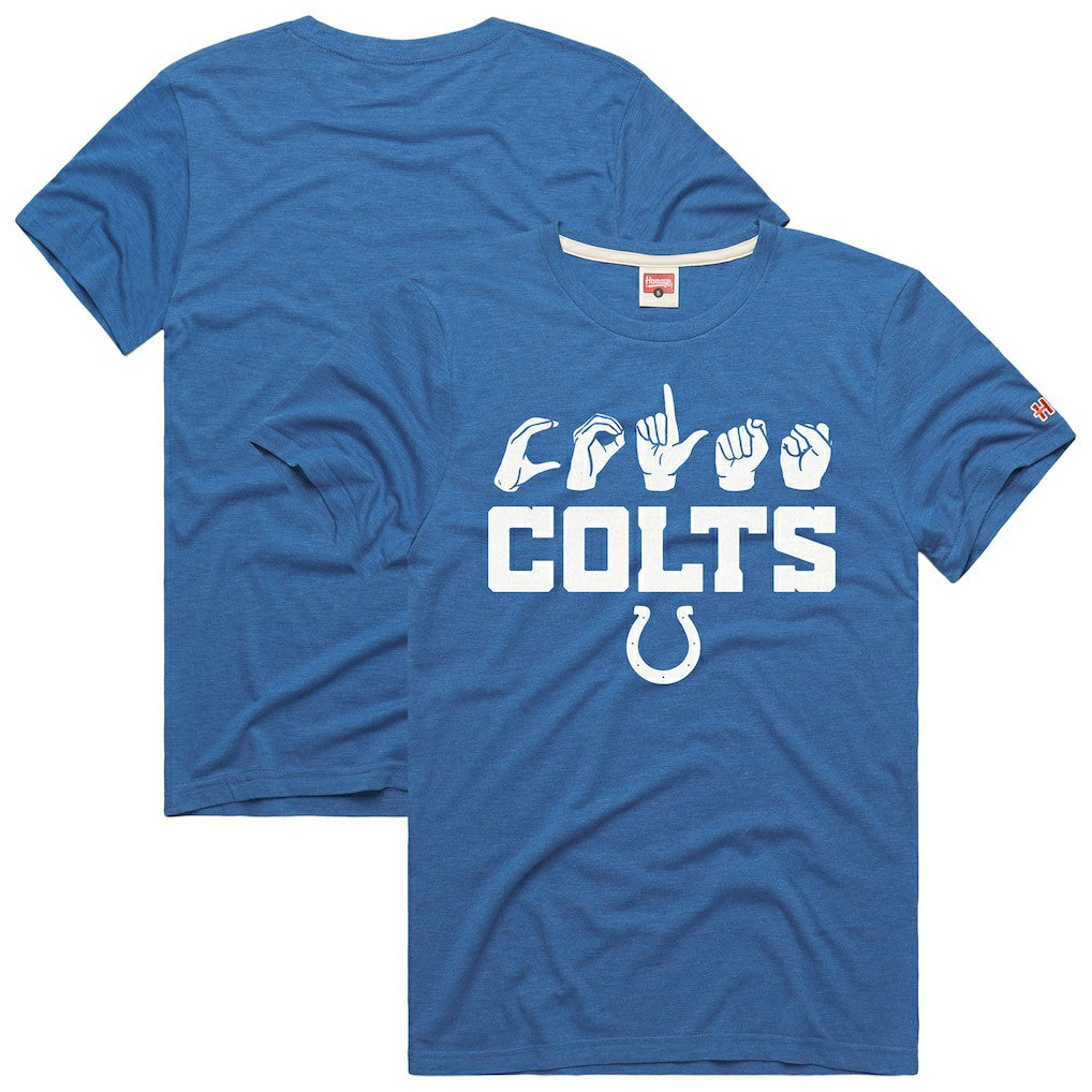 Homage Unisex NFL ASL Collection by Love Sign Tri-Blend T-Shirt - Indianapolis Colts