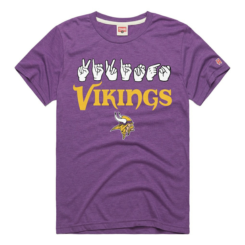 Homage Unisex NFL ASL Collection by Love Sign Tri-Blend T-Shirt - Minnesota Vikings
