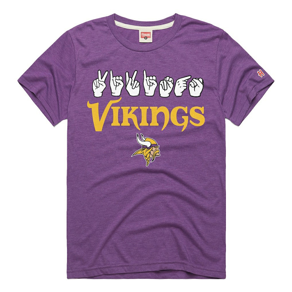 Homage Unisex NFL ASL Collection by Love Sign Tri-Blend T-Shirt - Minnesota Vikings
