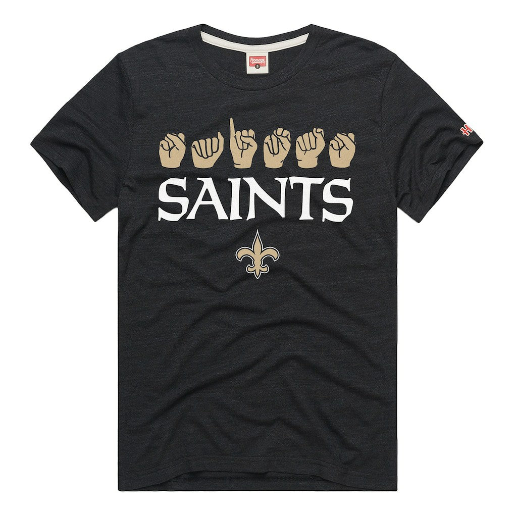 Homage Unisex NFL ASL Collection by Love Sign Tri-Blend T-Shirt - New Orleans Saints