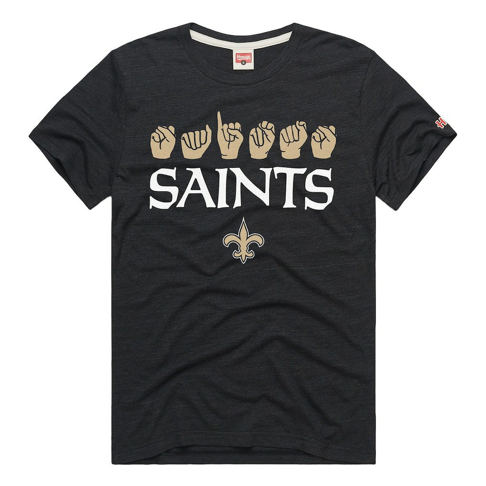Homage Unisex NFL ASL Collection by Love Sign Tri-Blend T-Shirt - New Orleans Saints