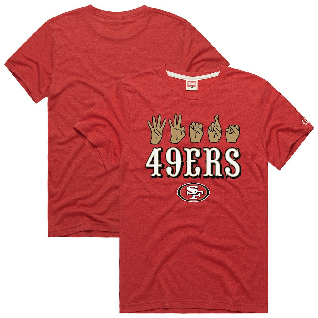 Homage Unisex NFL ASL Collection by Love Sign Tri-Blend T-Shirt - San Francisco 49ers