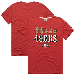 Homage Unisex NFL ASL Collection by Love Sign Tri-Blend T-Shirt - San Francisco 49ers