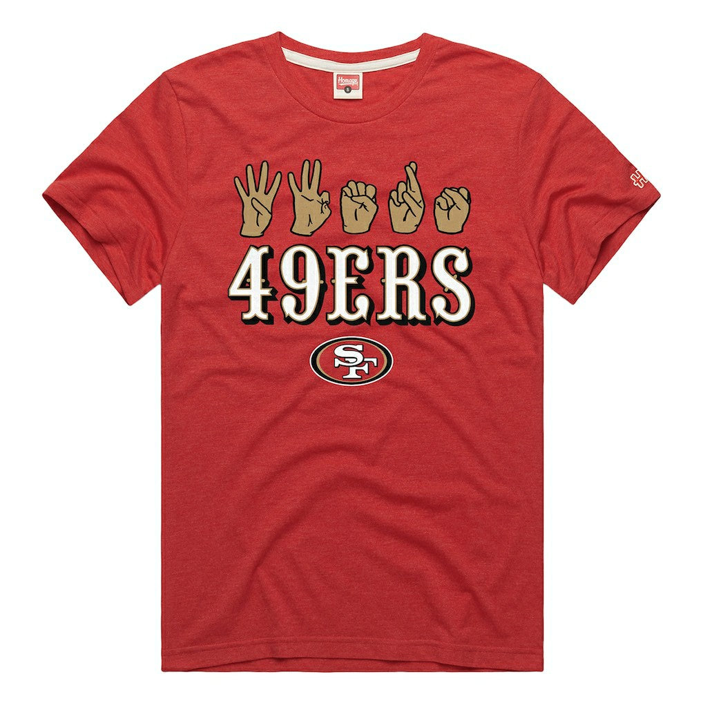 Homage Unisex NFL ASL Collection by Love Sign Tri-Blend T-Shirt - San Francisco 49ers