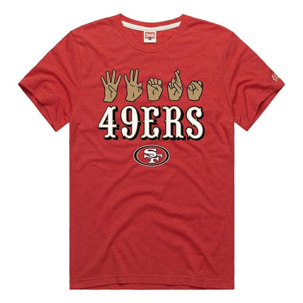 Homage Unisex NFL ASL Collection by Love Sign Tri-Blend T-Shirt - San Francisco 49ers