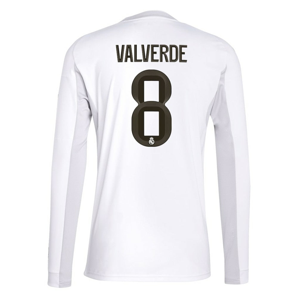 Federico Valverde Real Madrid 2025/26 Home Replica Long Sleeve Jersey - Adidas White
