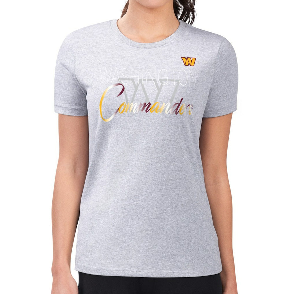 G-III 4Her by Carl Banks Women's Super-Slim Fit Lightweight Shadow Logo T-Shirt - Washington Commanders