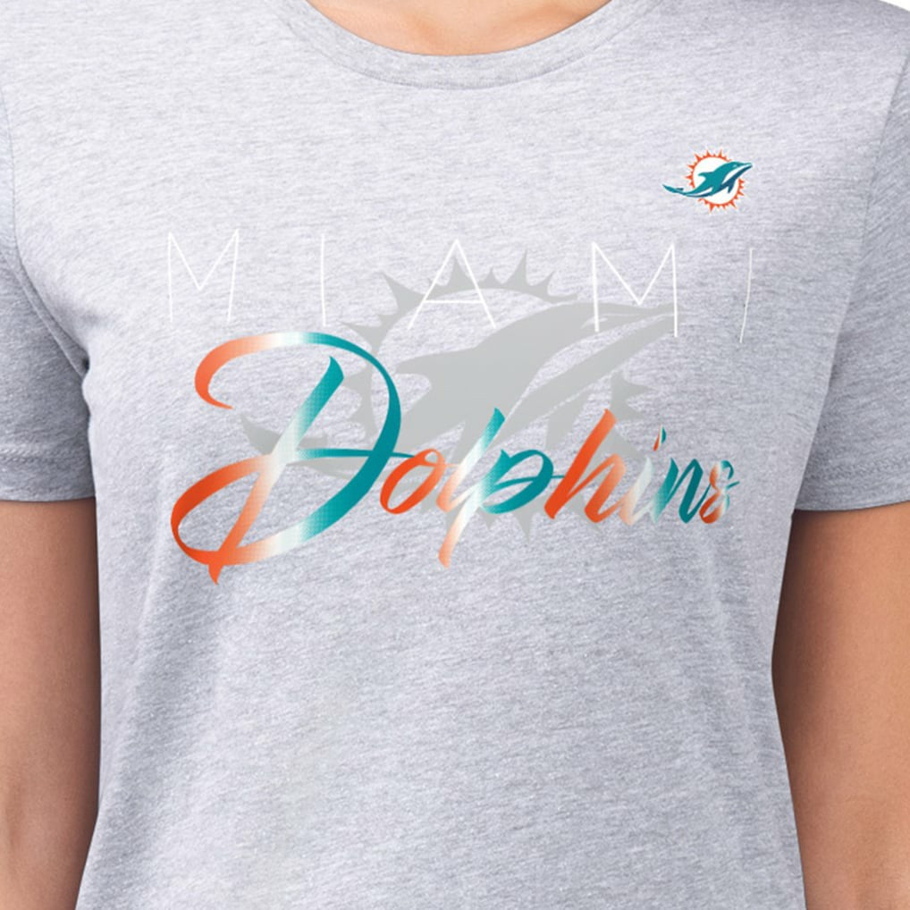 G-III 4Her by Carl Banks Women's Super-Slim Fit Lightweight Shadow Logo T-Shirt - Miami Dolphins