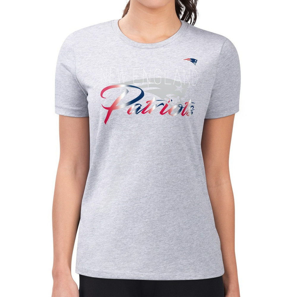 G-III 4Her by Carl Banks Women's Super-Slim Fit Lightweight Shadow Logo T-Shirt - New England Patriots