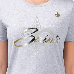 G-III 4Her by Carl Banks Women's Super-Slim Fit Lightweight Shadow Logo T-Shirt - New Orleans Saints