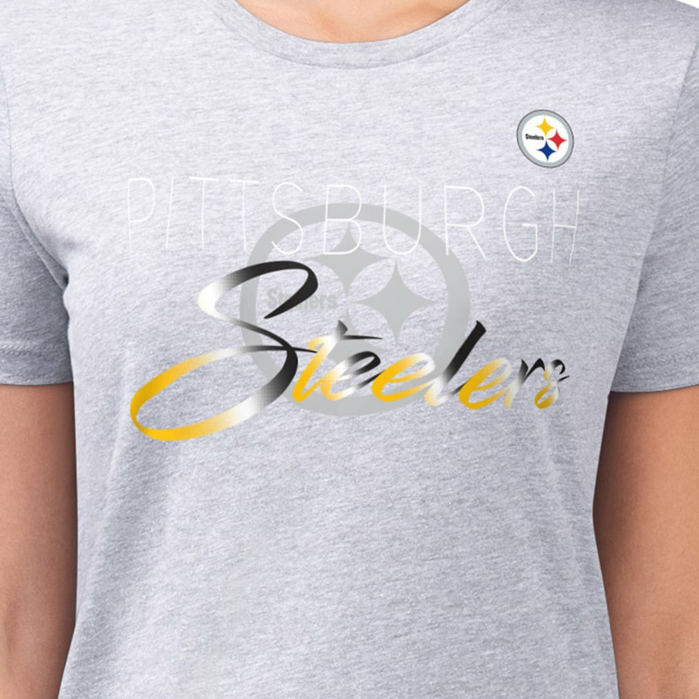 G-III 4Her by Carl Banks Women's Super-Slim Fit Lightweight Shadow Logo T-Shirt - Pittsburgh Steelers