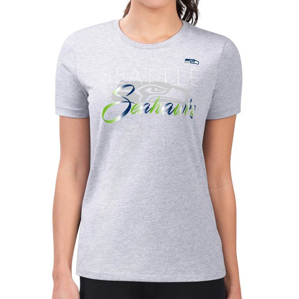 G-III 4Her by Carl Banks Women's Super-Slim Fit Lightweight Shadow Logo T-Shirt - Seattle Seahawks