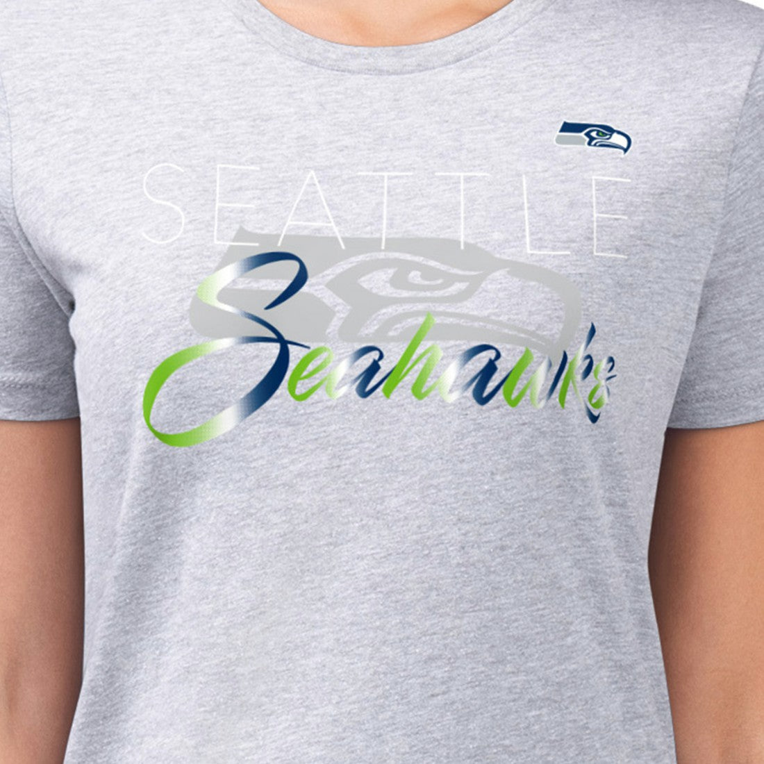 G-III 4Her by Carl Banks Women's Super-Slim Fit Lightweight Shadow Logo T-Shirt - Seattle Seahawks