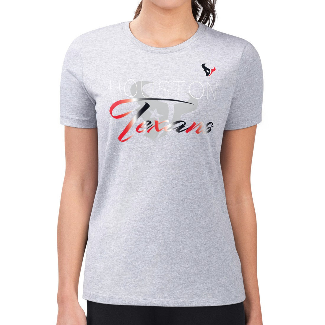 G-III 4Her by Carl Banks Women's Super-Slim Fit Lightweight Shadow Logo T-Shirt - Houston Texans