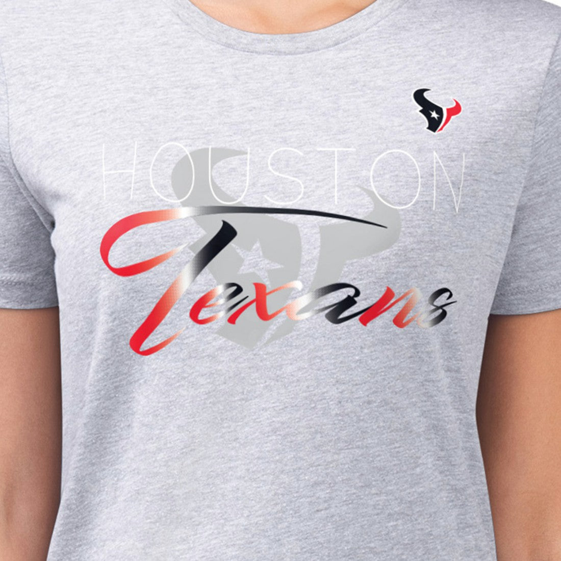 G-III 4Her by Carl Banks Women's Super-Slim Fit Lightweight Shadow Logo T-Shirt - Houston Texans
