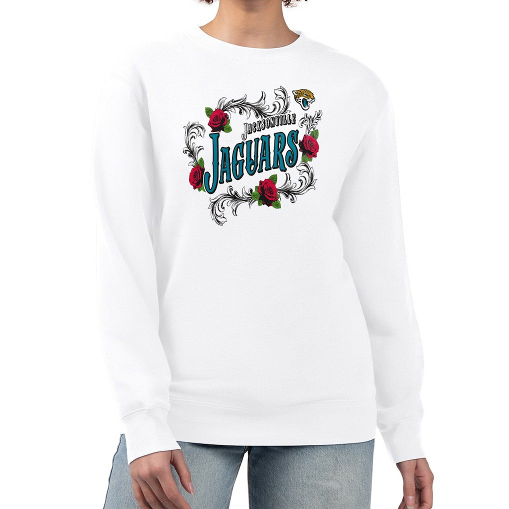 G-III 4Her by Carl Banks Women's Roses Fleece Tri-Blend Pullover Sweatshirt - Jacksonville Jaguars