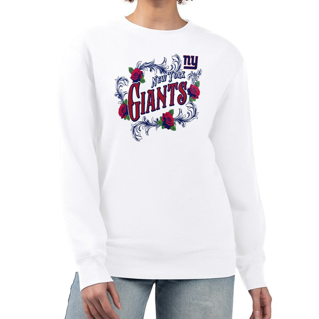 G-III 4Her by Carl Banks Women's Roses Fleece Tri-Blend Pullover Sweatshirt - New York Giants