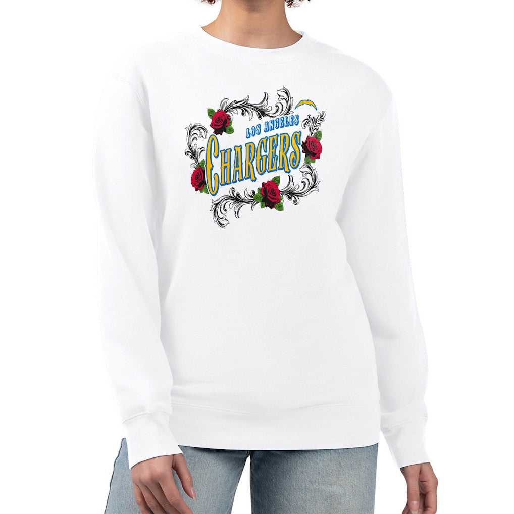 G-III 4Her by Carl Banks Women's Roses Fleece Tri-Blend Pullover Sweatshirt - Los Angeles Chargers