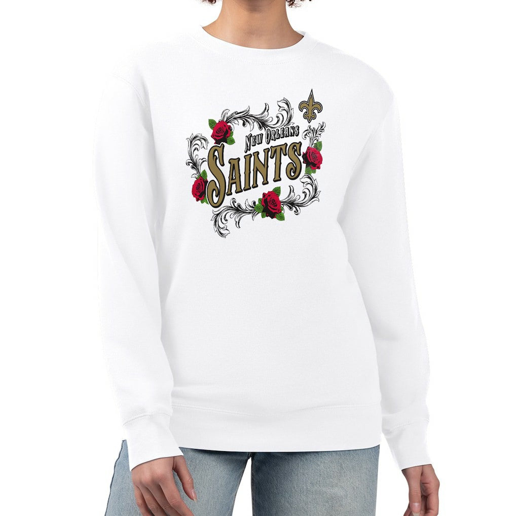 G-III 4Her by Carl Banks Women's Roses Fleece Tri-Blend Pullover Sweatshirt - New Orleans Saints