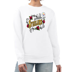 G-III 4Her by Carl Banks Women's Roses Fleece Tri-Blend Pullover Sweatshirt - Pittsburgh Steelers