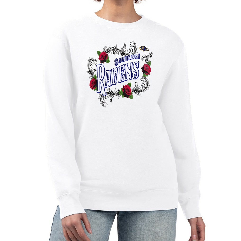 G-III 4Her by Carl Banks Women's Roses Fleece Tri-Blend Pullover Sweatshirt - Baltimore Ravens