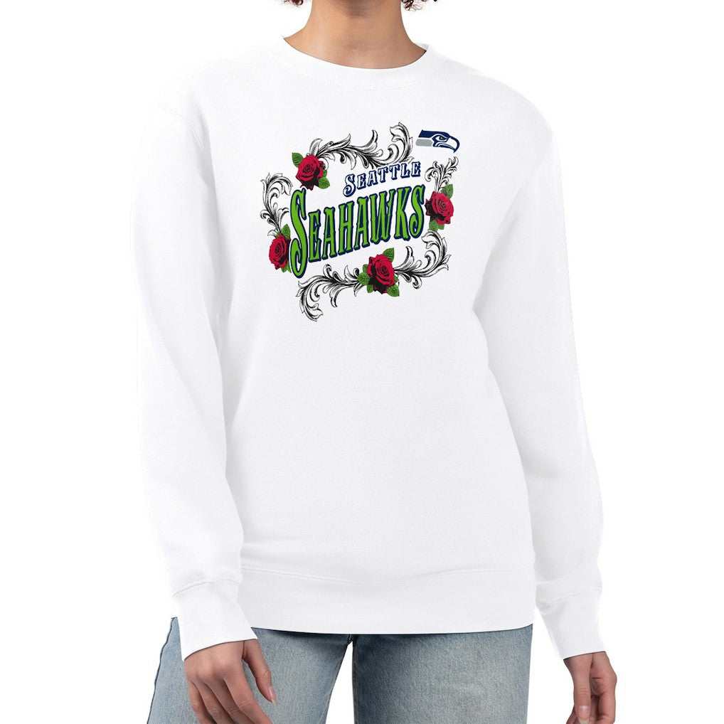 G-III 4Her by Carl Banks Women's Roses Fleece Tri-Blend Pullover Sweatshirt - Seattle Seahawks