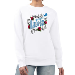 G-III 4Her by Carl Banks Women's Roses Fleece Tri-Blend Pullover Sweatshirt - Detroit Lions