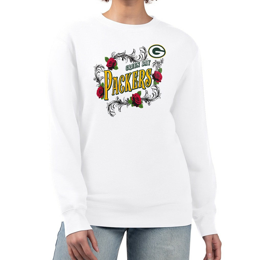 G-III 4Her by Carl Banks Women's Roses Fleece Tri-Blend Pullover Sweatshirt - Green Bay Packers