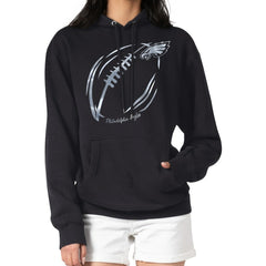 G-III 4Her by Carl Banks Women's Metallic Print Football Sketch Fleece Pullover Hoodie - Philadelphia Eagles