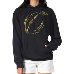 G-III 4Her by Carl Banks Women's Metallic Print Football Sketch Fleece Pullover Hoodie - Denver Broncos