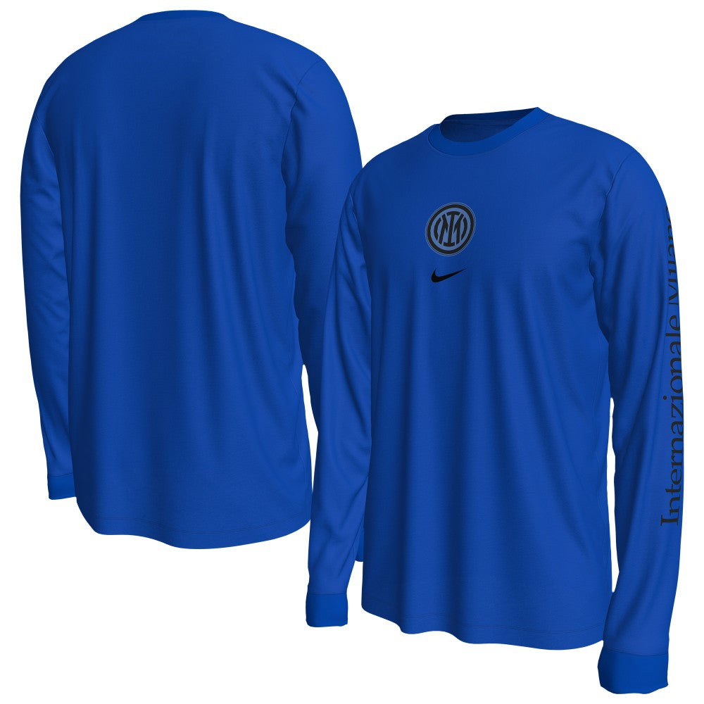 Inter Milan Wordmark Long Sleeve T-Shirt - Nike Blue
