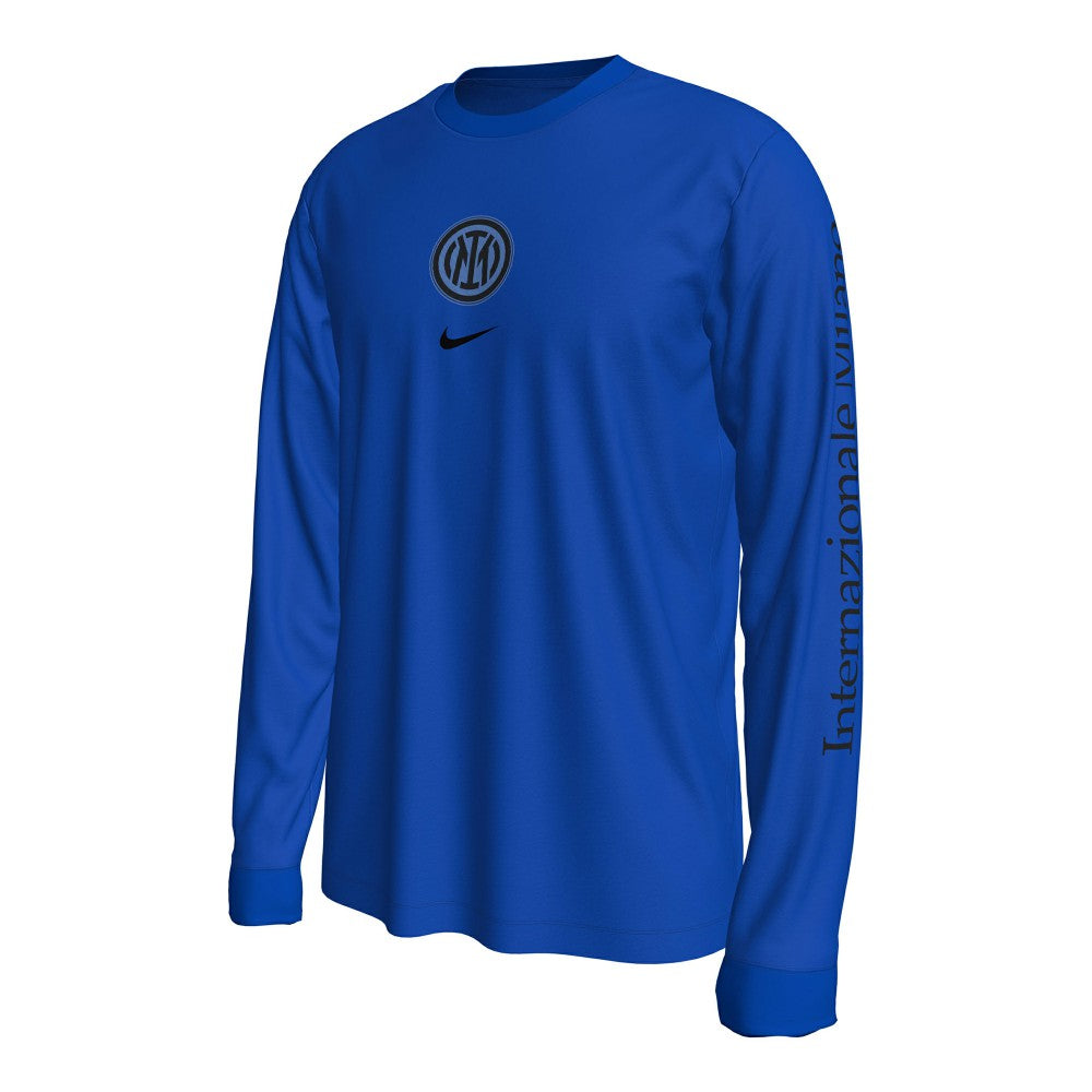 Inter Milan Wordmark Long Sleeve T-Shirt - Nike Blue