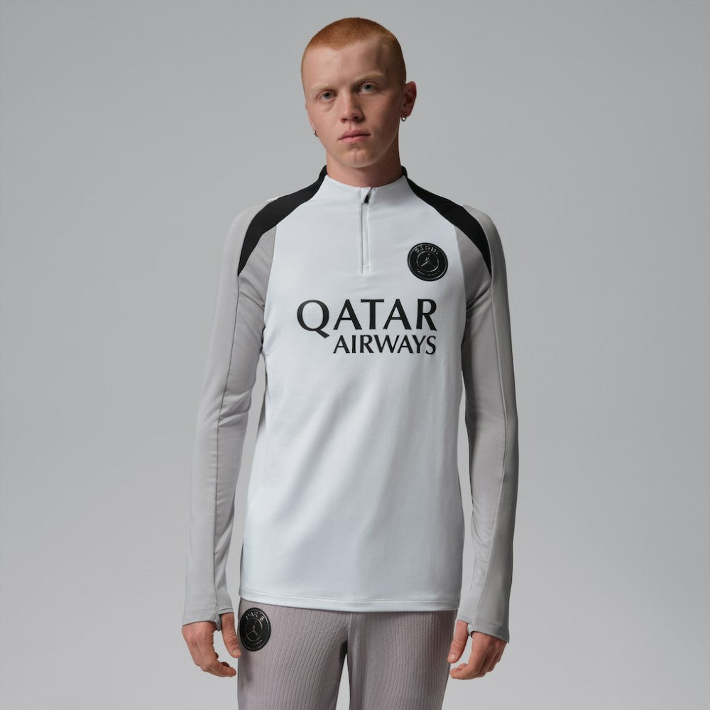 Paris Saint-Germain Jordan Brand Men's Strike Drill Quarter-Zip Long Sleeve Dri-FIT Top - Jordan White