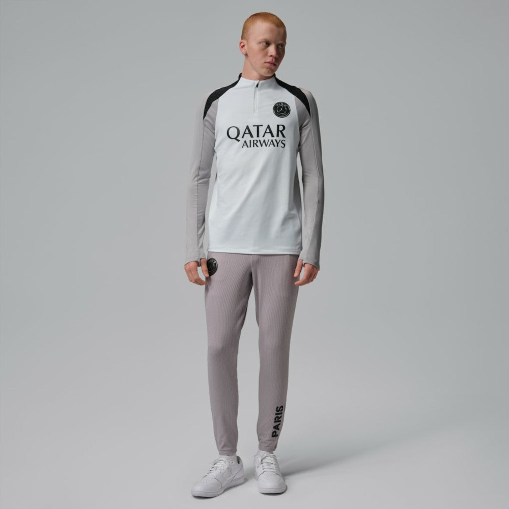 Paris Saint-Germain Jordan Brand Men's Strike Drill Quarter-Zip Long Sleeve Dri-FIT Top - Jordan White