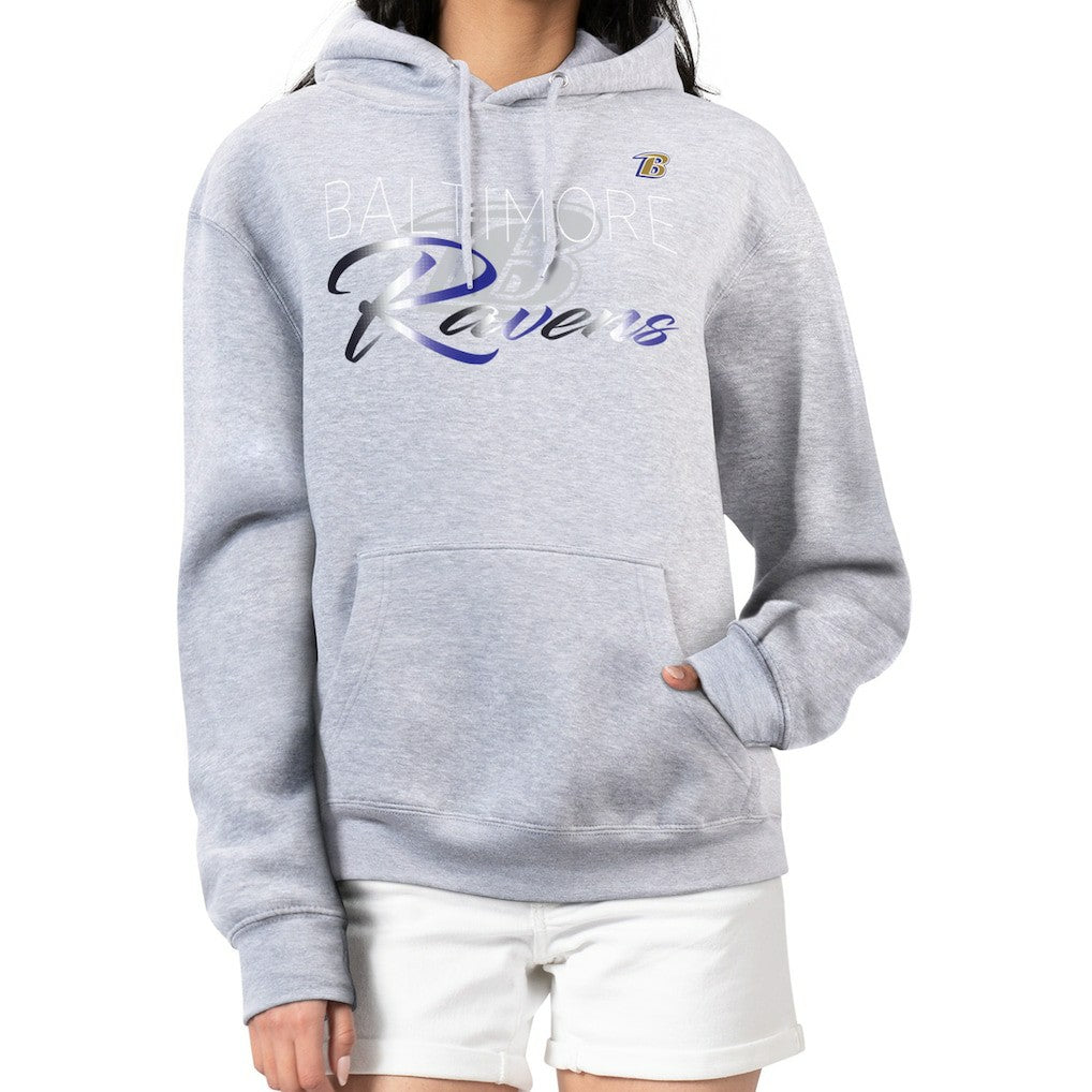 G-III 4Her by Carl Banks Women's Shadow Logo Fleece Pullover Hoodie - Baltimore Ravens
